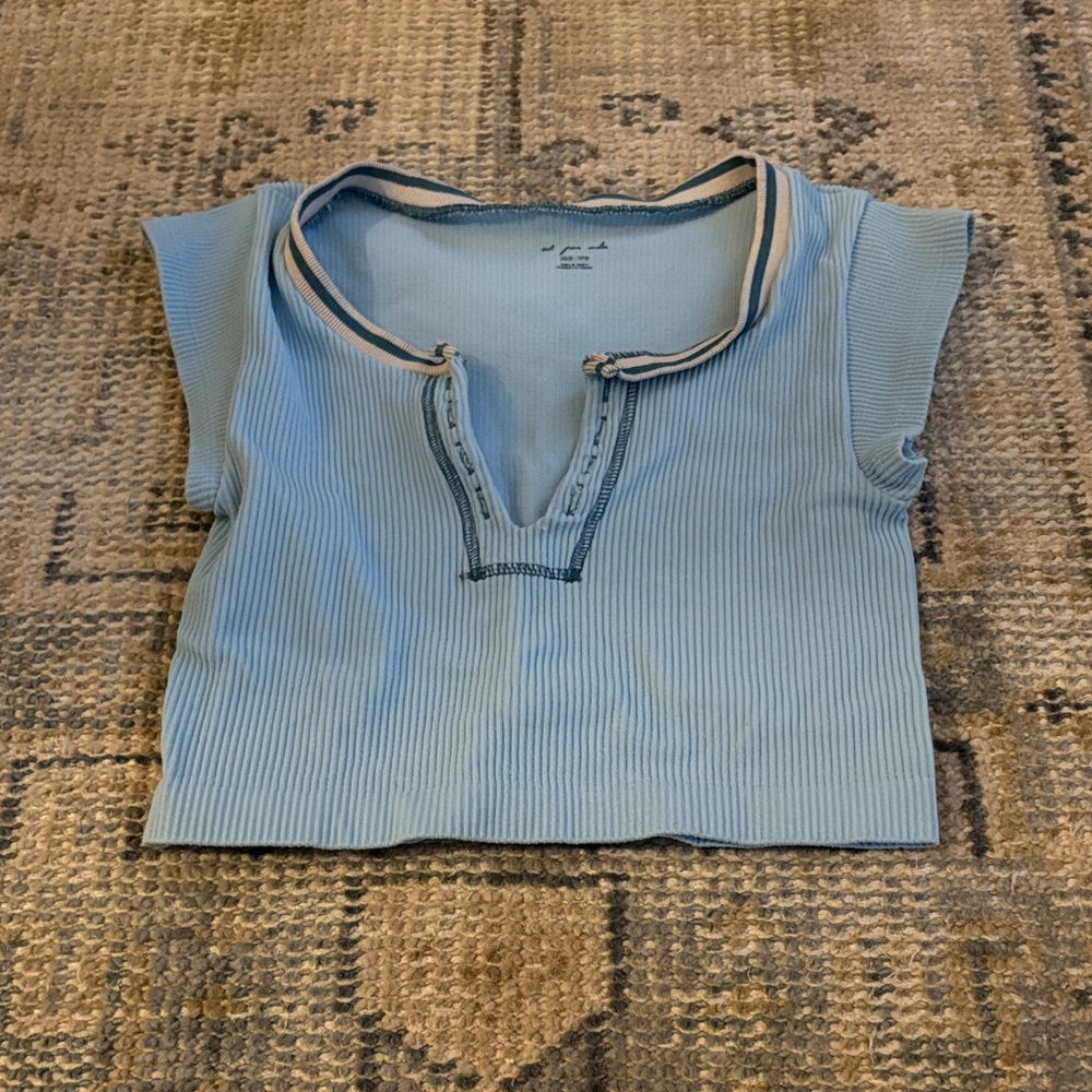 Urban Outfitters Light Blue Ribbed Crop Top